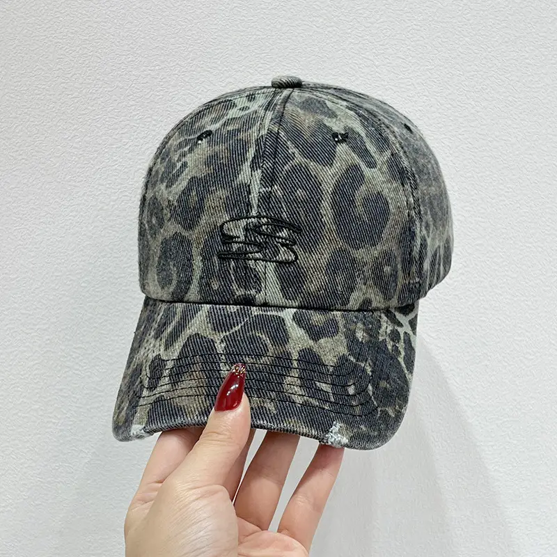 Leopard Print Baseball Cap Women Spring Autumn Ripped Hole — feature 5