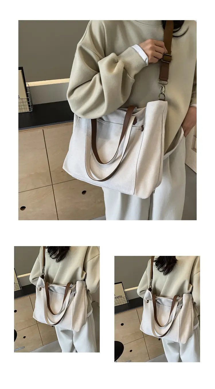 Women Canvas Shoulder Bag Black Retro Artistic 2025 — feature 15