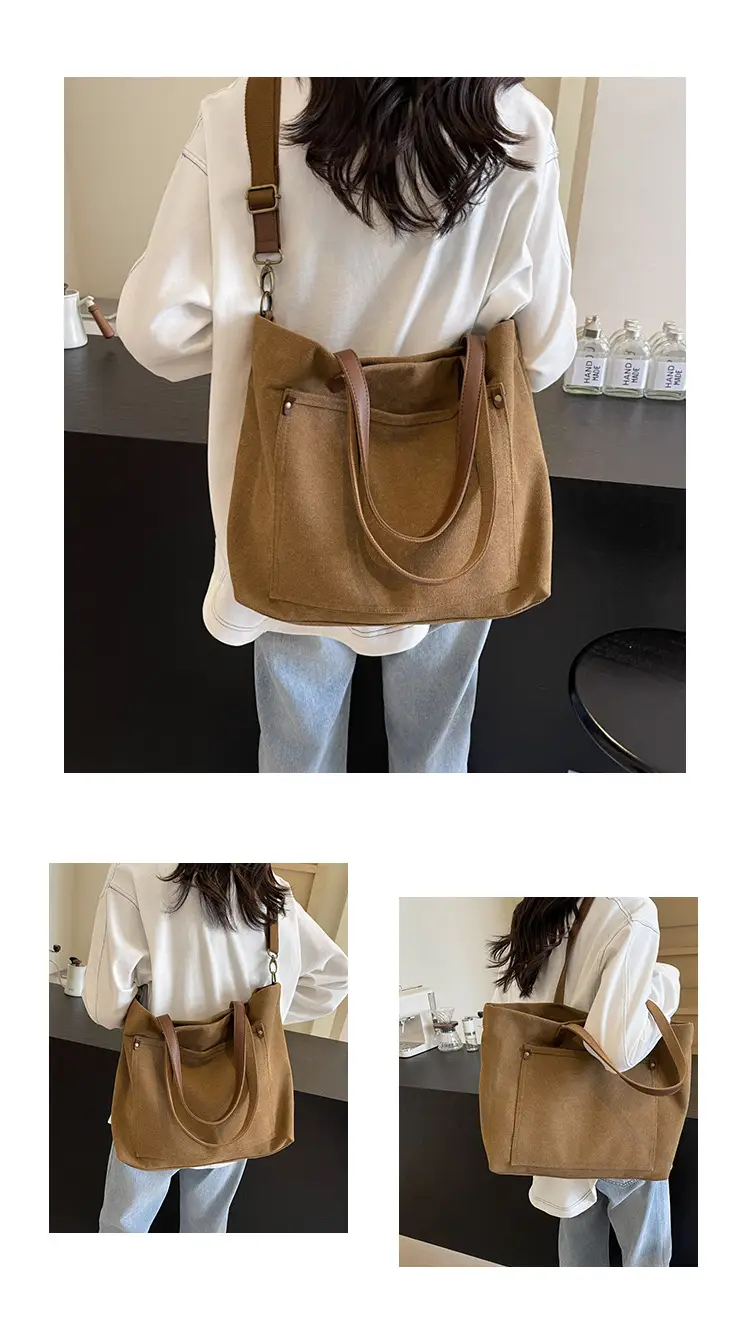 Women Canvas Shoulder Bag Black Retro Artistic 2025 — feature 16