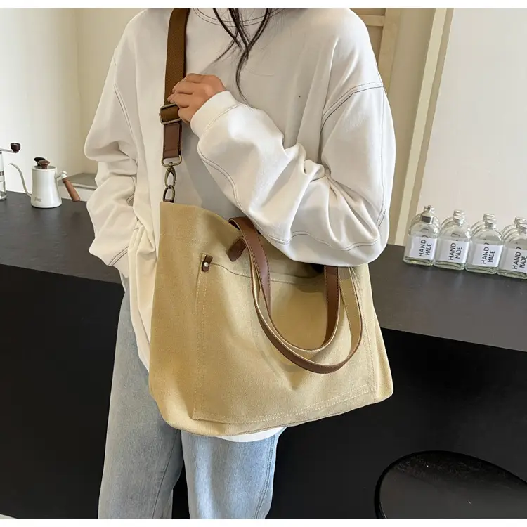Women Canvas Shoulder Bag Black Retro Artistic 2025 — feature 19