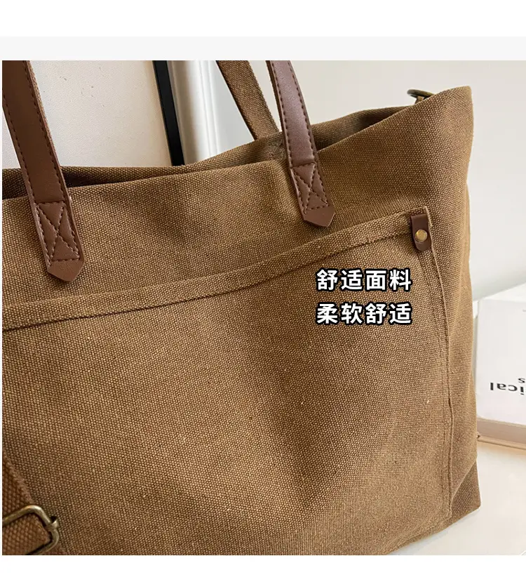 Women Canvas Shoulder Bag Black Retro Artistic 2025 — feature 7