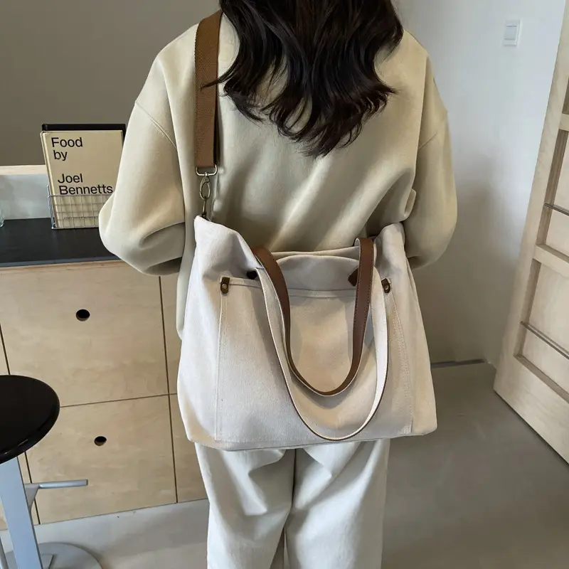 Women Canvas Shoulder Bag Black Retro Artistic 2025 - Image 2