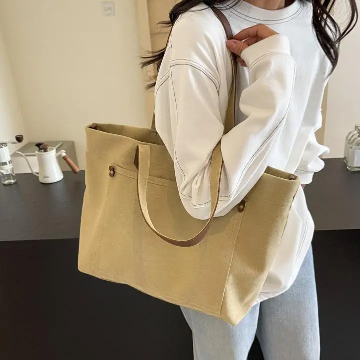 Women Canvas Shoulder Bag Black Retro Artistic 2025 - Image 5