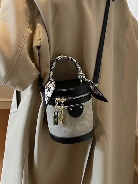 Vintage Contrast Bucket Bag Women's 2025 New - Image 6