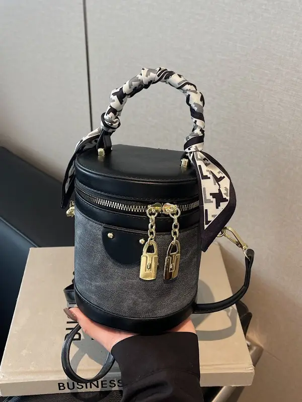 Vintage Contrast Bucket Bag Women's 2025 New - Image 7