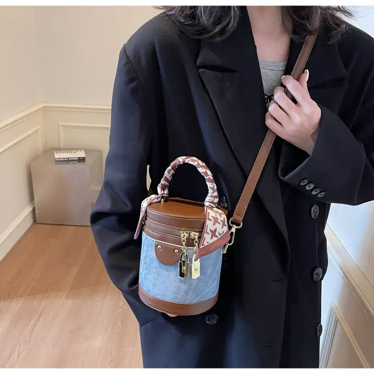 Vintage Contrast Bucket Bag Women's 2025 New — feature 12