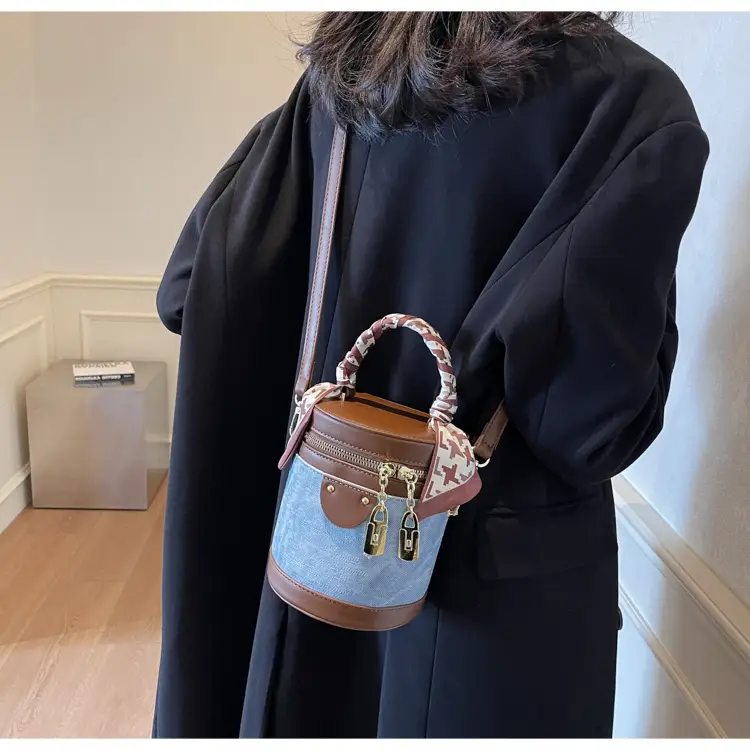 Vintage Contrast Bucket Bag Women's 2025 New — feature 13