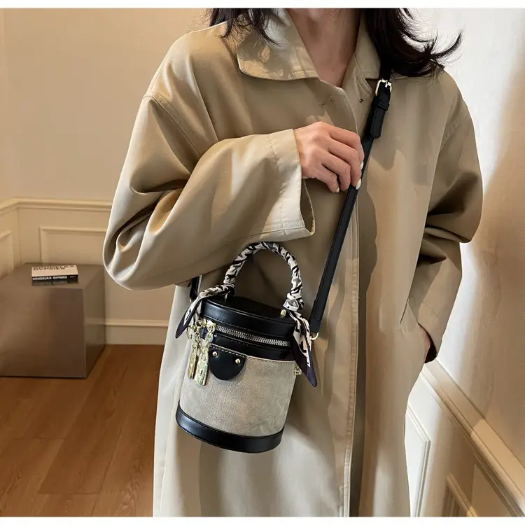 Vintage Contrast Bucket Bag Women's 2025 New — feature 16