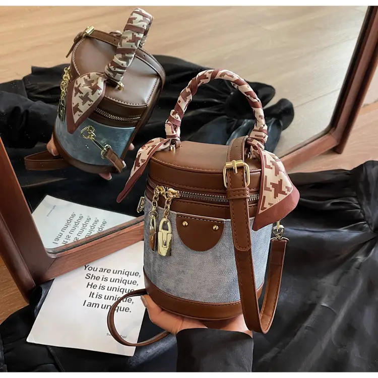 Vintage Contrast Bucket Bag Women's 2025 New — feature 20