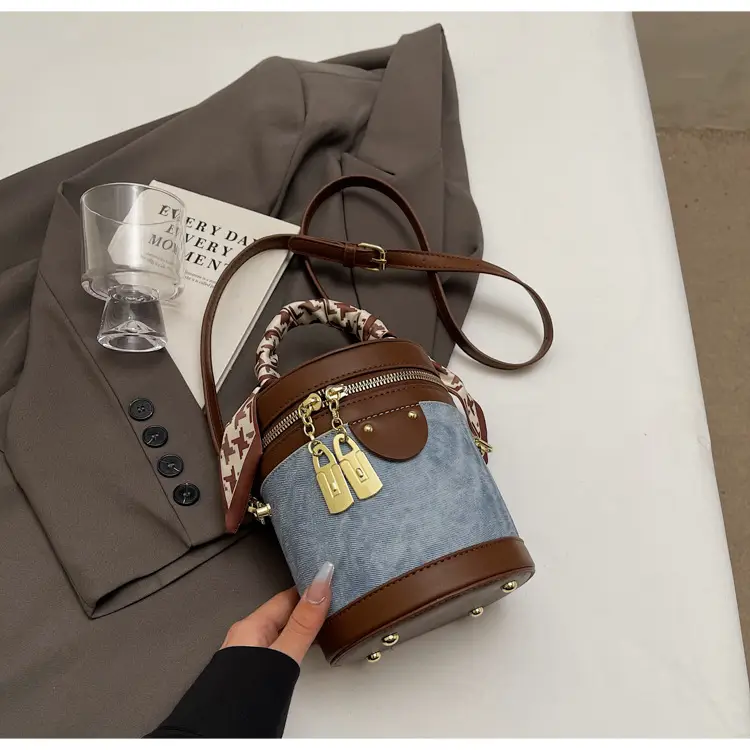 Vintage Contrast Bucket Bag Women's 2025 New — feature 22
