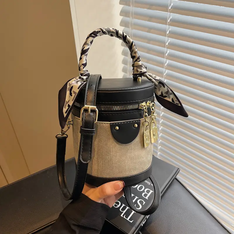 Vintage Contrast Bucket Bag Women's 2025 New - Image 3