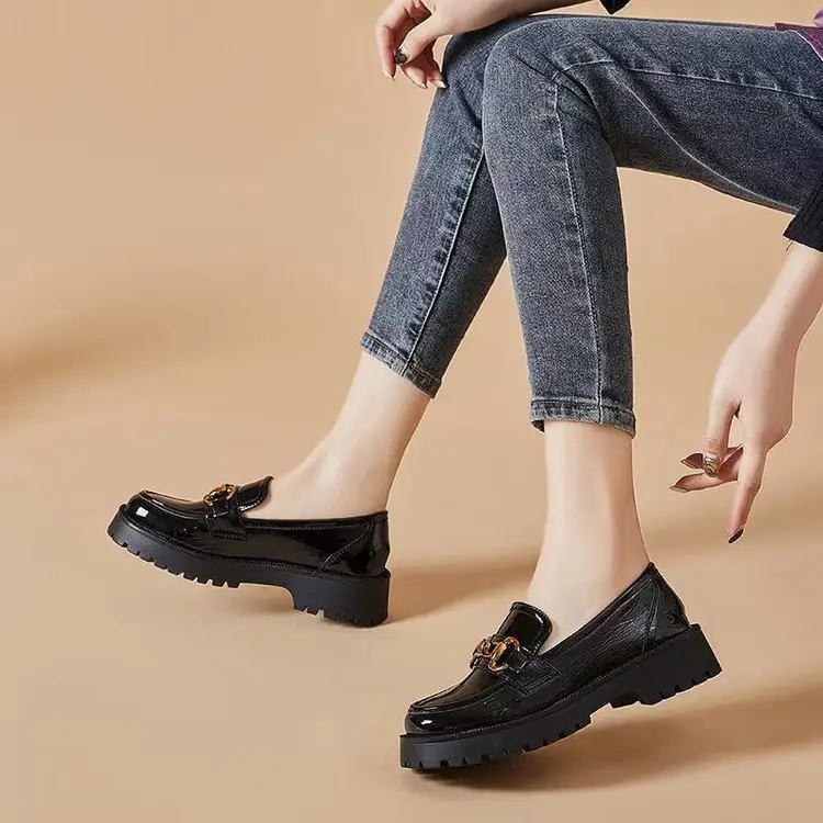 Small Leather Shoes Women's 2025 New Spring Korean-style JK Low-top Women's Shoes Loafers British-style Thick-soled All-match Single-layer Shoes for Women - Image 3