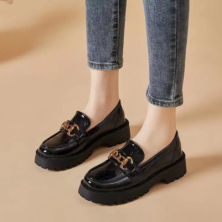 Small Leather Shoes Women's 2025 New Spring Korean-style JK Low-top Women's Shoes Loafers British-style Thick-soled All-match Single-layer Shoes for Women - Image 4