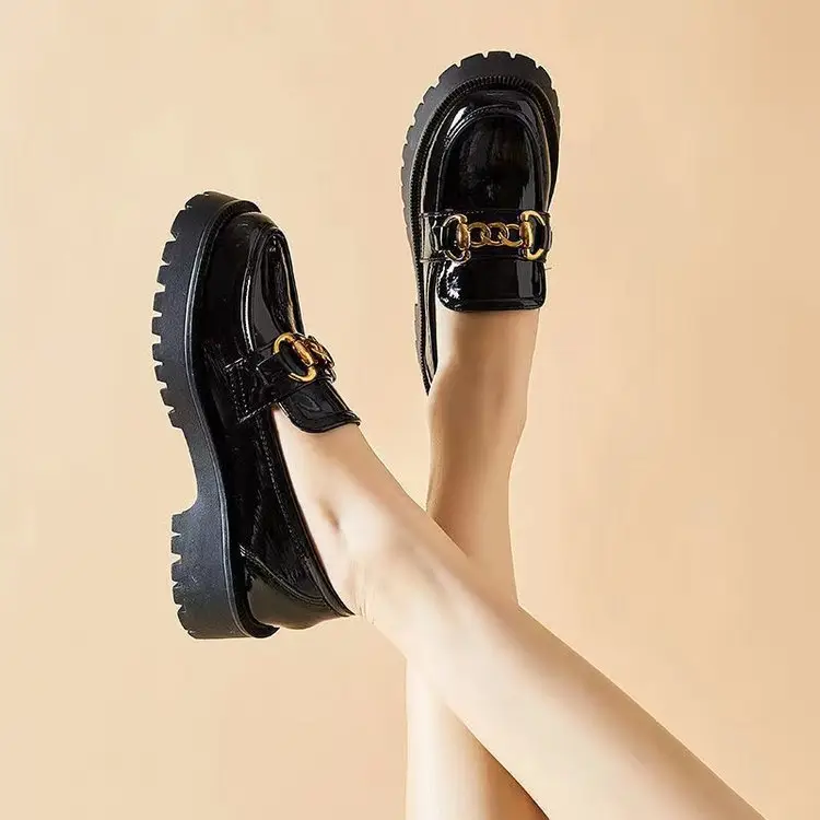 Small Leather Shoes Women's 2025 New Spring Korean-style JK Low-top Women's Shoes Loafers British-style Thick-soled All-match Single-layer Shoes for Women — feature 2