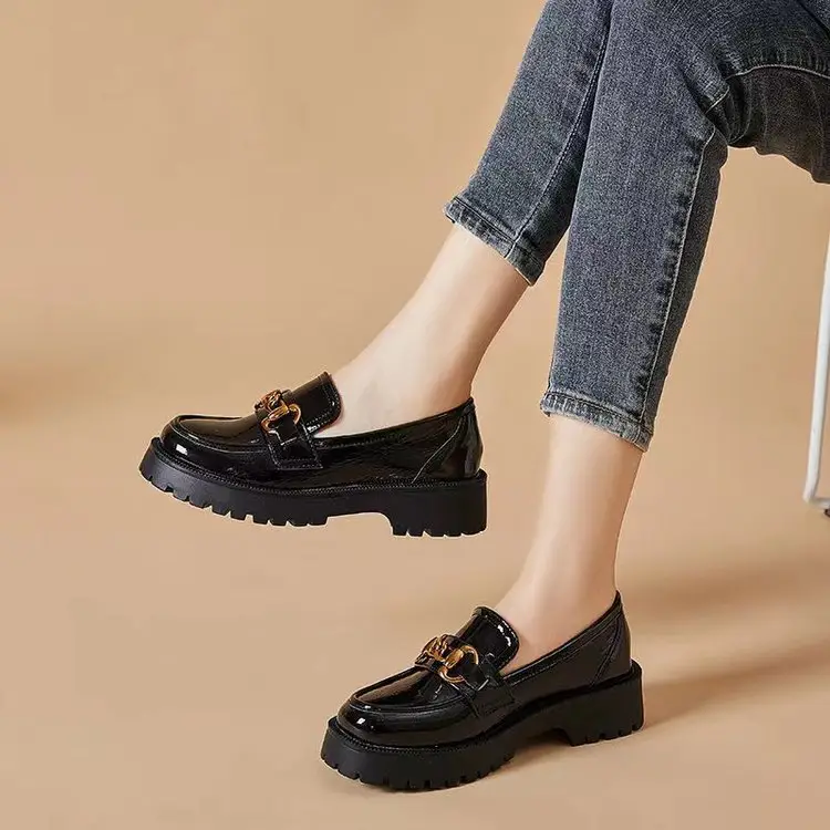 Small Leather Shoes Women's 2025 New Spring Korean-style JK Low-top Women's Shoes Loafers British-style Thick-soled All-match Single-layer Shoes for Women — feature 5