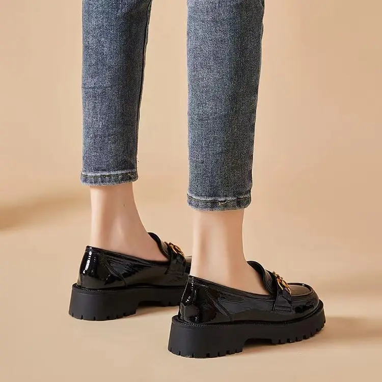 Small Leather Shoes Women's 2025 New Spring Korean-style JK Low-top Women's Shoes Loafers British-style Thick-soled All-match Single-layer Shoes for Women — feature 6