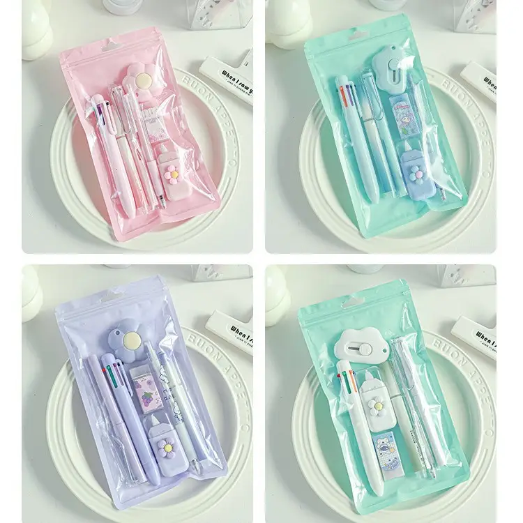Cute Stationery Set 7-Piece Gift Package High-Value Export Cross-Border Popular Gift Learning Stationery Companion Gift