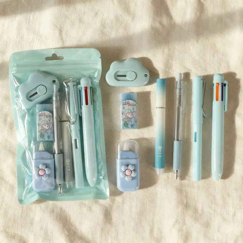 Cute Stationery Set 7-Piece Gift Package High-Value Export Cross-Border Popular Gift Learning Stationery Companion Gift
