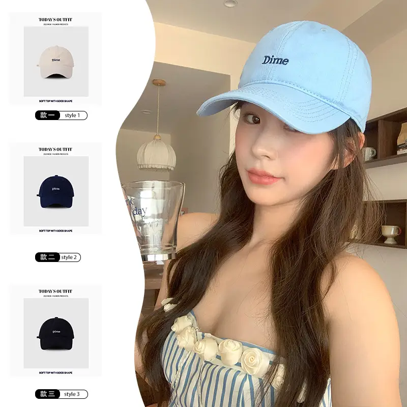 Women Blue Dime Embroidered Baseball Cap Spring Autumn - Image 7