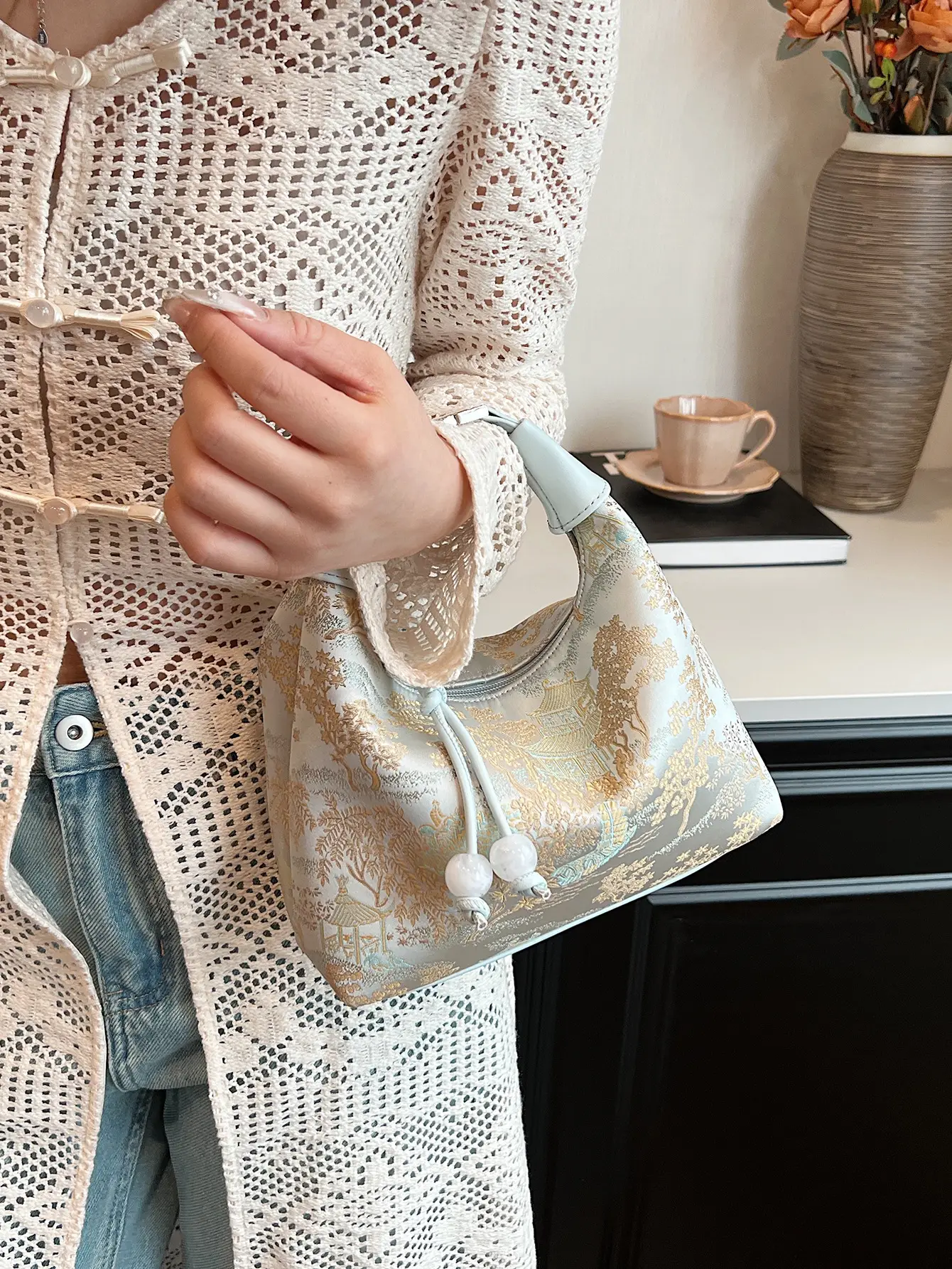 New Chinese Style Jacquard Cloth Shoulder Bag for Women - Image 9