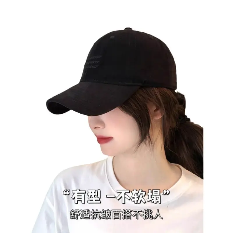 Women's Black Baseball Cap Vintage Washed Sanding Sunscreen 2024 - Image 10