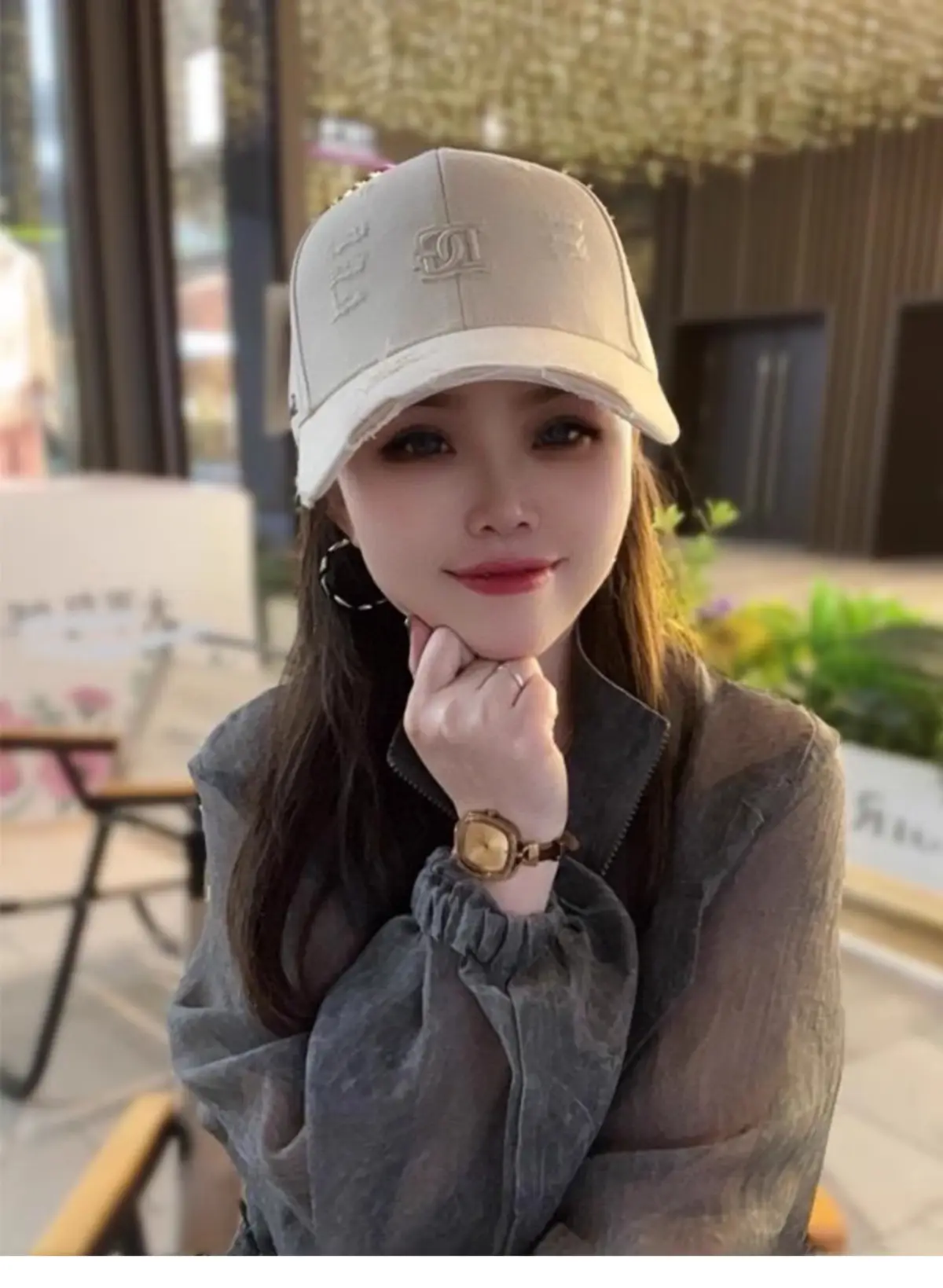 Korean Style Baseball Cap with 3D Embroidery for Girls — feature 7
