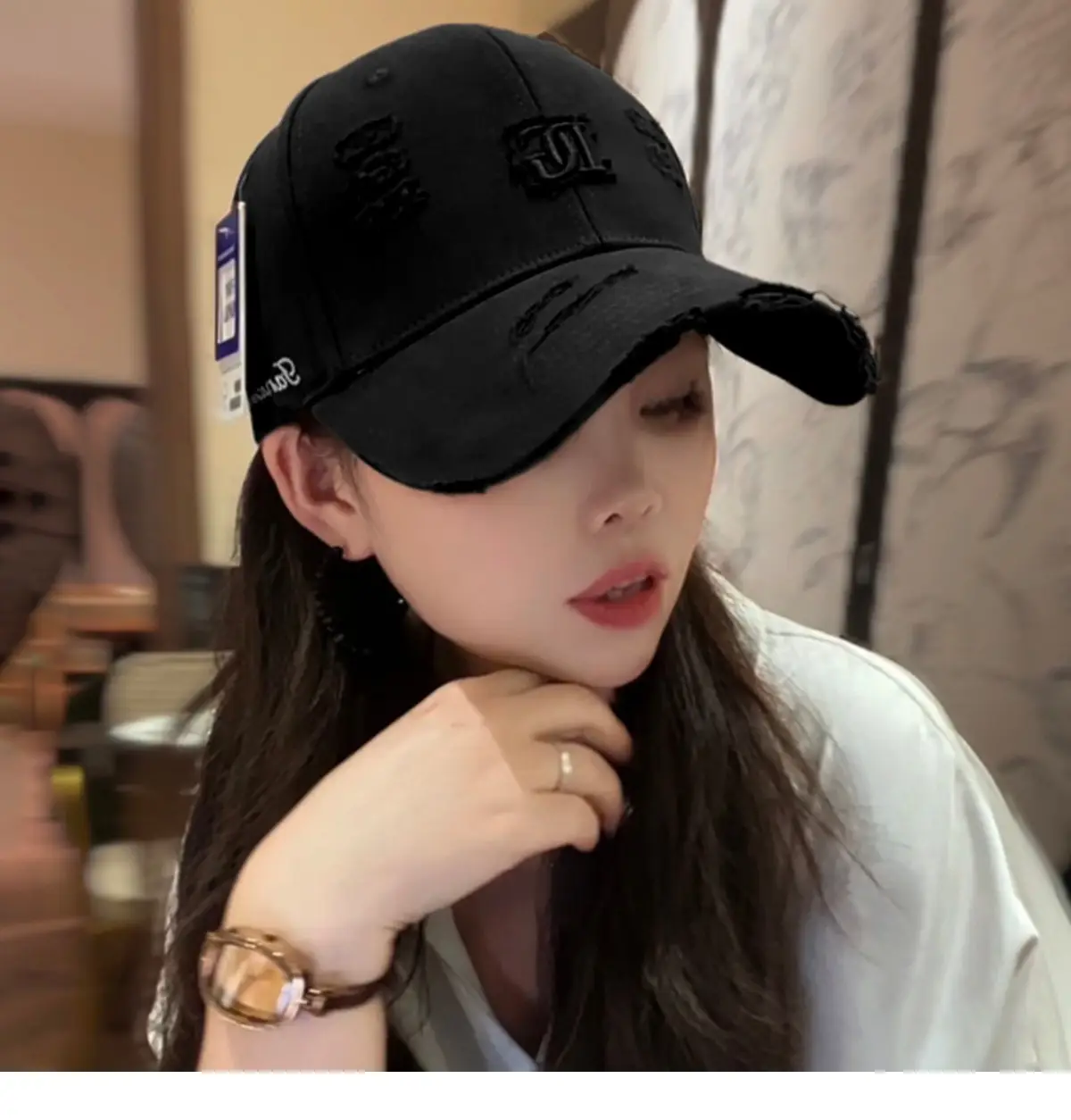 Korean Style Baseball Cap with 3D Embroidery for Girls — feature 8