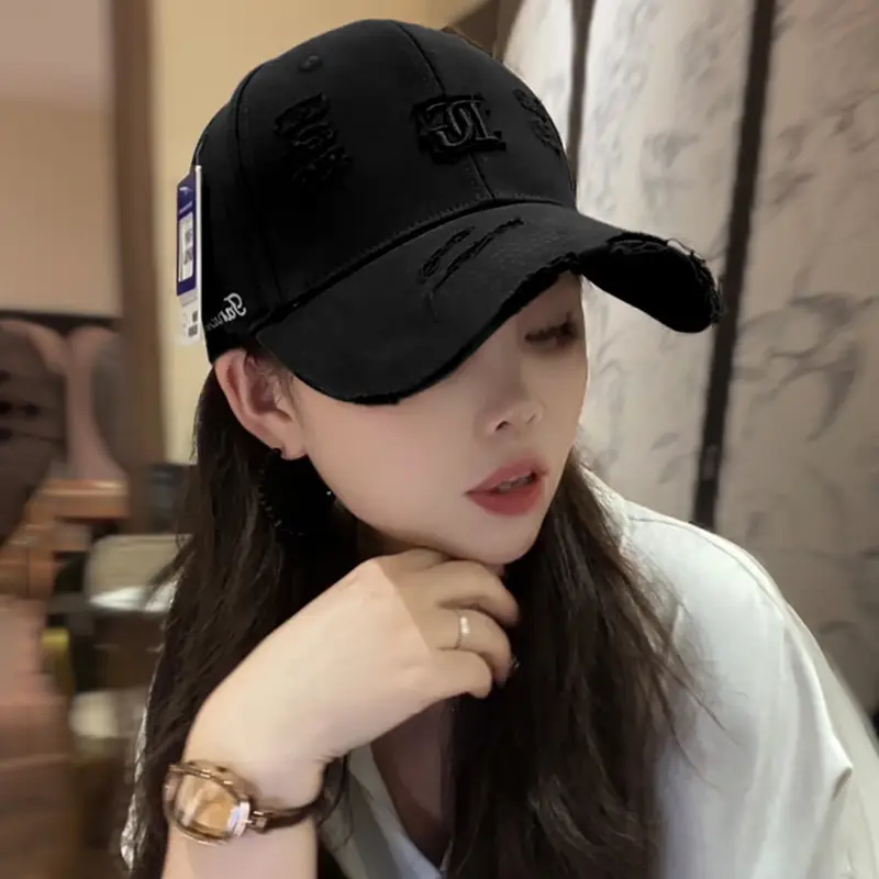 Korean Style Baseball Cap with 3D Embroidery for Girls - Image 3