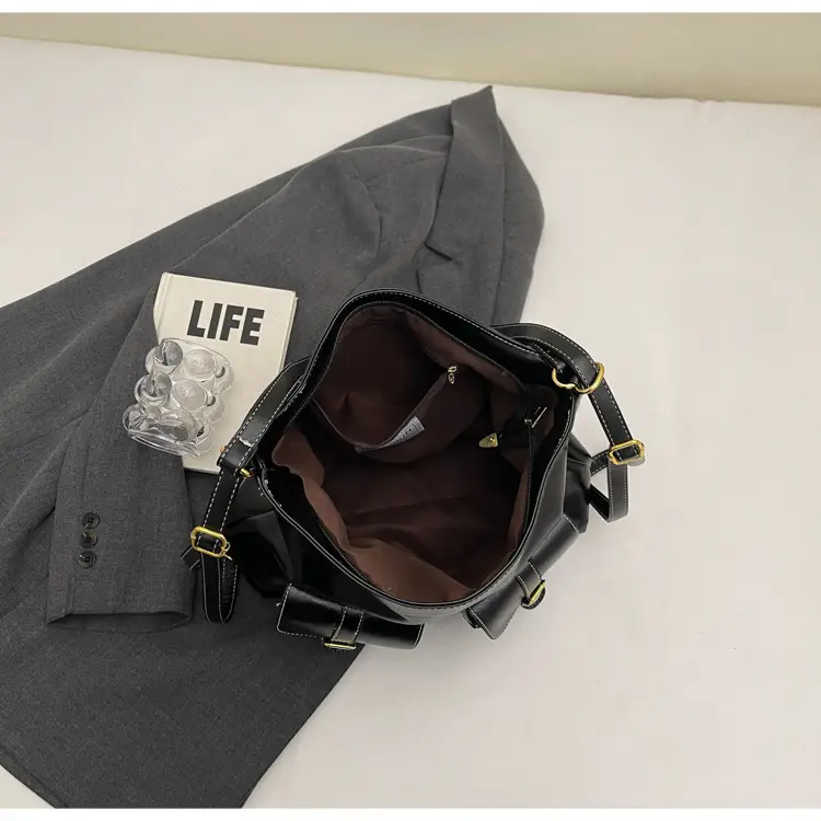 Women's Beige Retro Fashion Shoulder Bag with 2 Pockets — feature 10