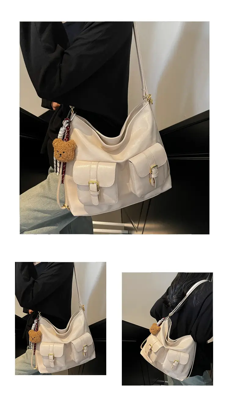 Women's Beige Retro Fashion Shoulder Bag with 2 Pockets — feature 15