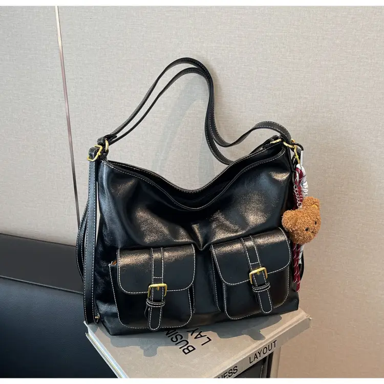 Women's Beige Retro Fashion Shoulder Bag with 2 Pockets — feature 26