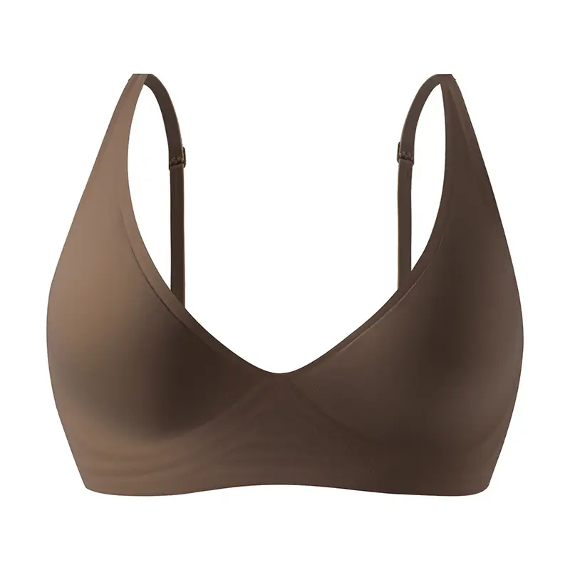 Semi-fixed cup jelly strip soft support no steel ring bra small chest gathered seamless underwear women's Wireless bra
