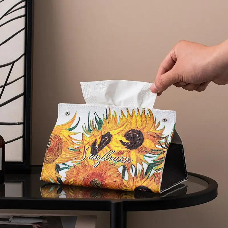 Modern Oil Painting Desktop Paper Box Multifunctional Storage Tissue Box - Image 7