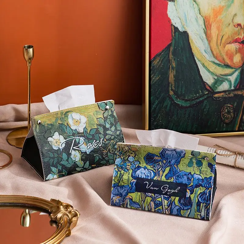 Modern Oil Painting Desktop Paper Box Multifunctional Storage Tissue Box - Image 8