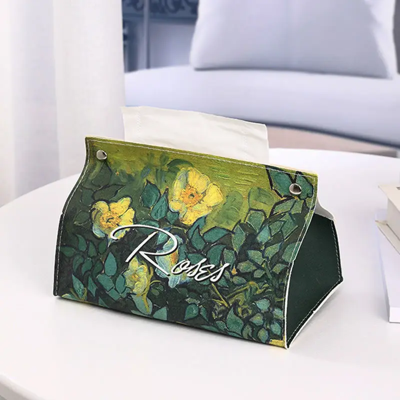 Modern Oil Painting Desktop Paper Box Multifunctional Storage Tissue Box - Image 2