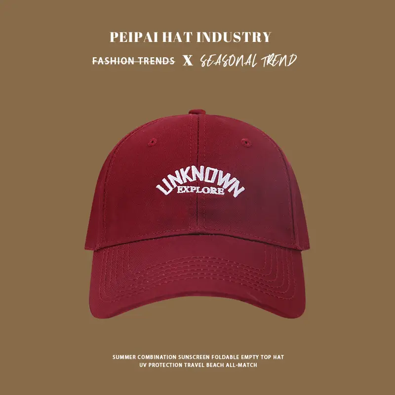 Unknowmen Embroidered Curved Sunshade Cap Red — feature 7
