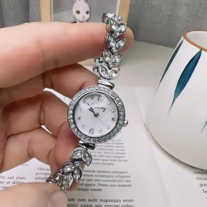 Women's Floral Chain Watch with Crystal Dial - Image 7