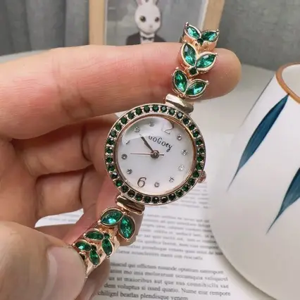 Women's Floral Chain Watch with Crystal Dial - Image 10