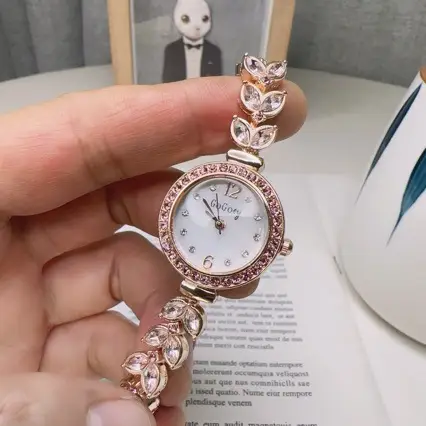 Women's Floral Chain Watch with Crystal Dial - Image 2