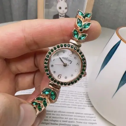 Women's Floral Chain Watch with Crystal Dial - Image 4