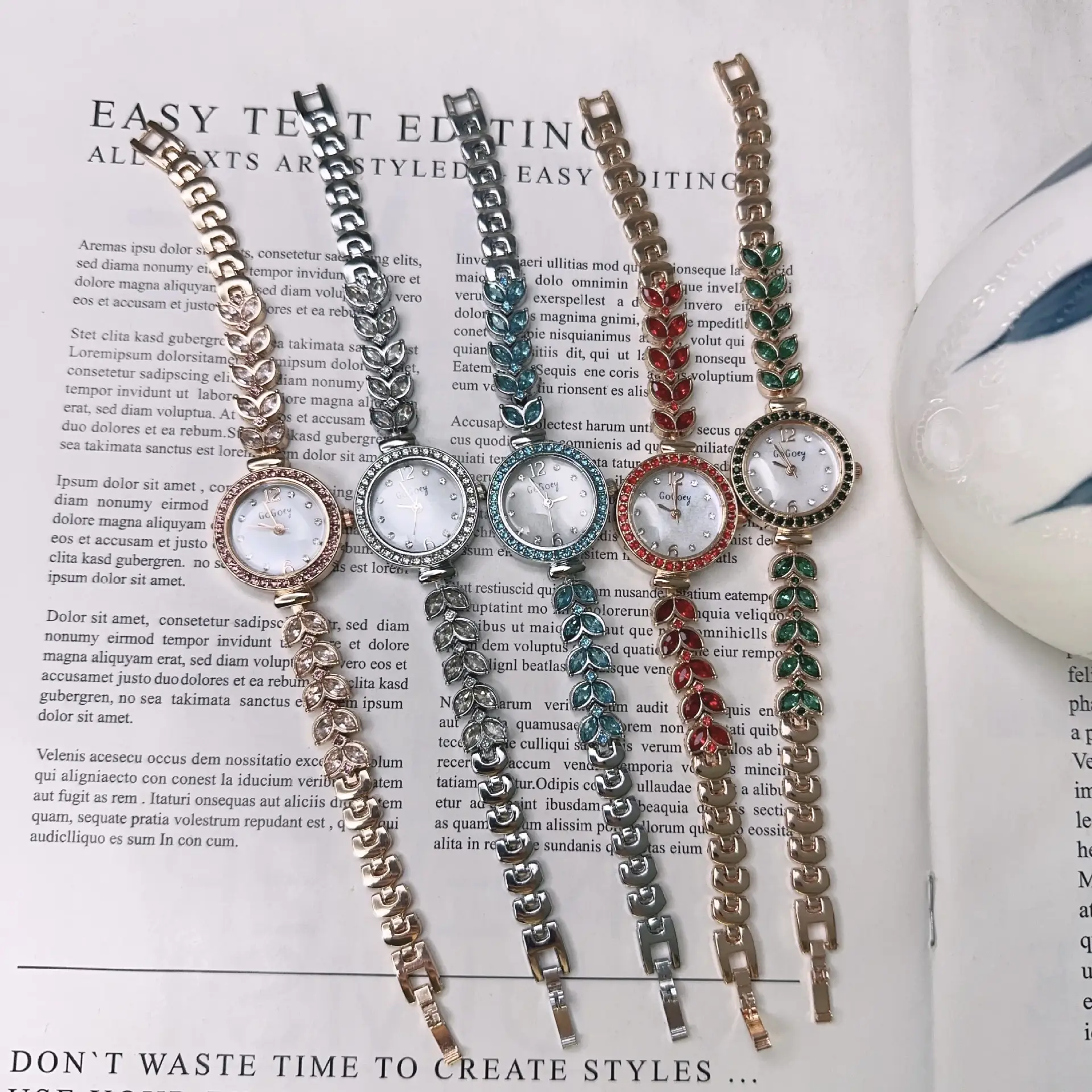 Women's Floral Chain Watch with Crystal Dial - Image 6