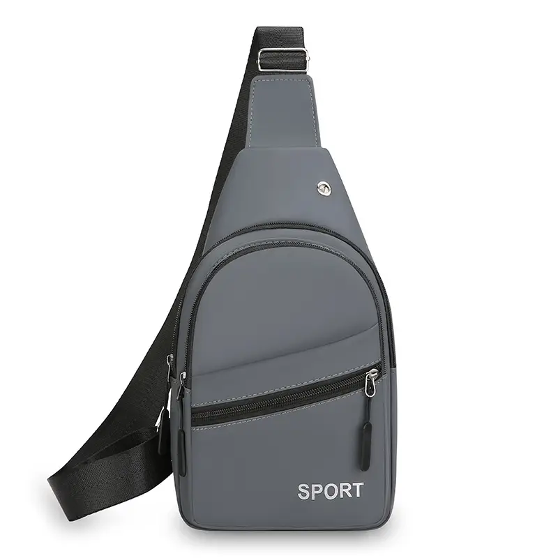 Men's Grey Crossbody Chest Bag Sporty Design - Image 7