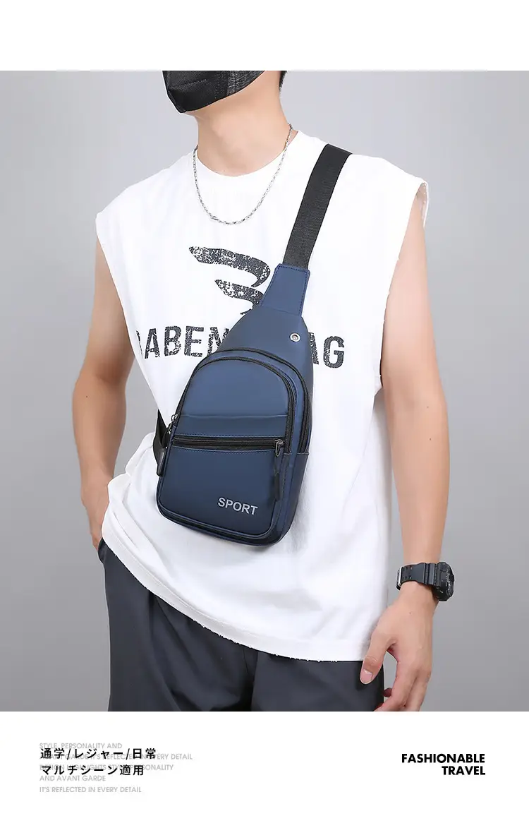 Men's Grey Crossbody Chest Bag Sporty Design — feature 12