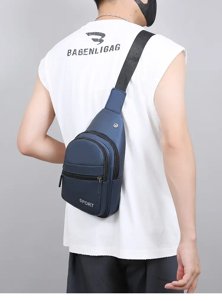 Men's Grey Crossbody Chest Bag Sporty Design — feature 13