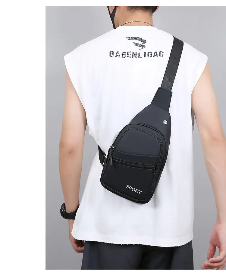 Men's Grey Crossbody Chest Bag Sporty Design — feature 14