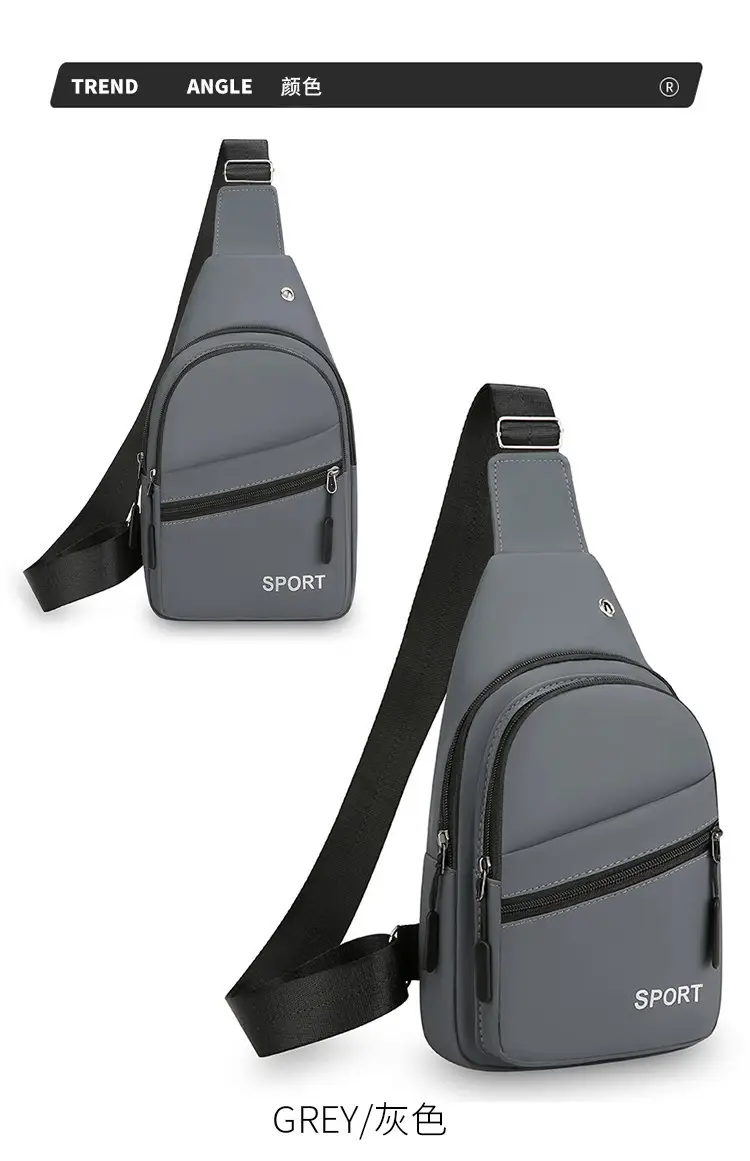 Men's Grey Crossbody Chest Bag Sporty Design — feature 17