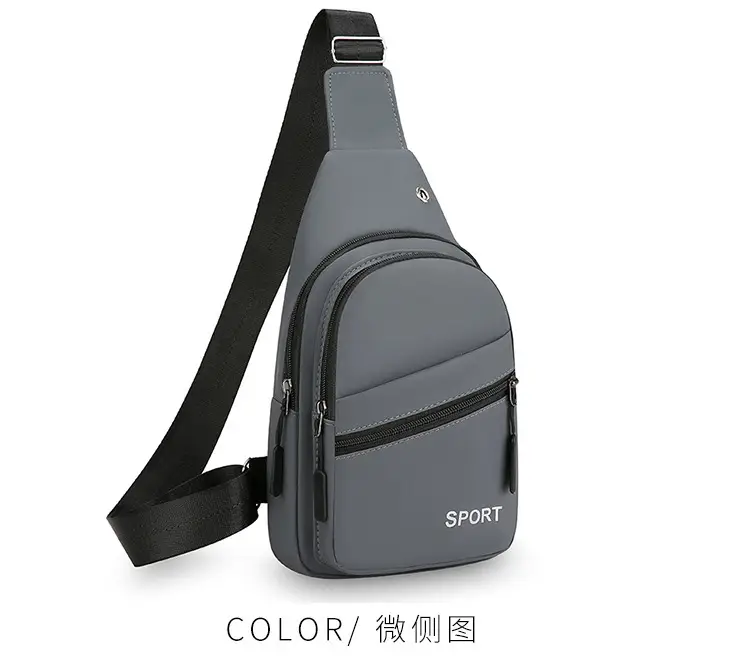 Men's Grey Crossbody Chest Bag Sporty Design — feature 21