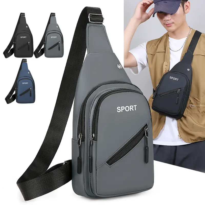 Men's Blue Sports Crossbody Bag with 3 Straps - Image 5
