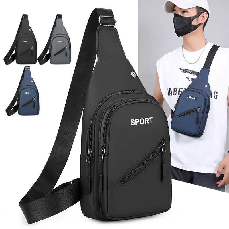 Men's Blue Sports Crossbody Bag with 3 Straps - Image 6