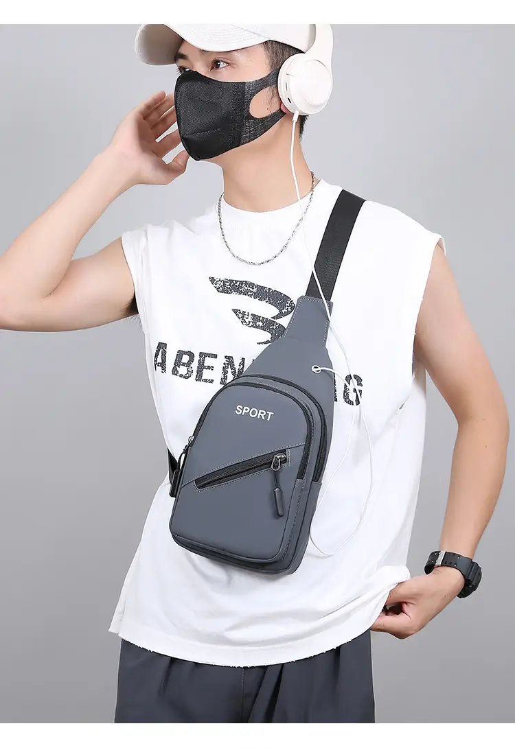 Men's Blue Sports Crossbody Bag with 3 Straps — feature 11